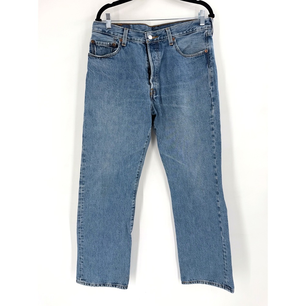 Levi 501 Straight Leg Jeans Mens 35x32 Blue Button Fly Denim Heritage